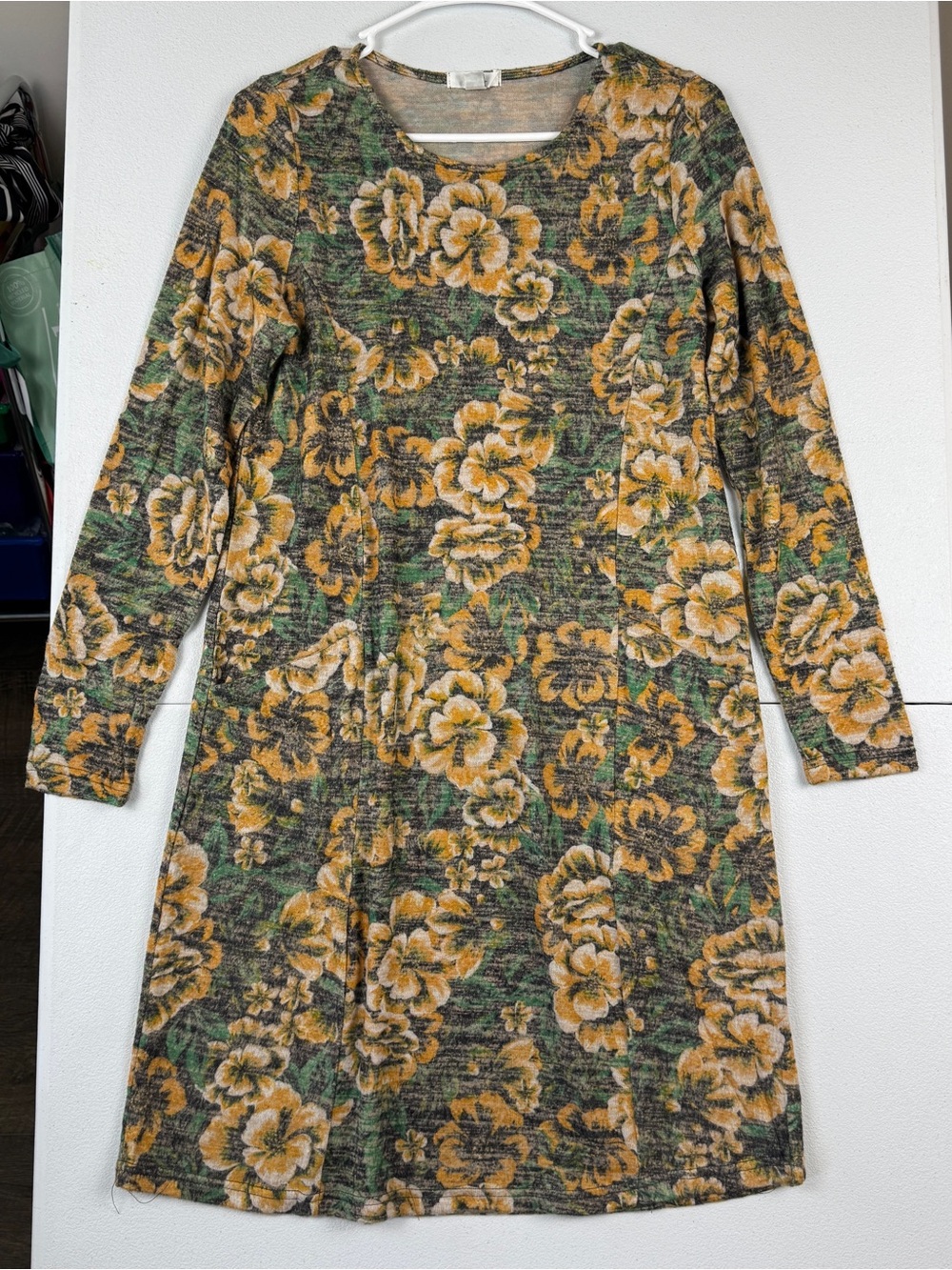 Isela Long Sleeve Casual Dress with Pockets Womens M Medium‎ Yellow Floral NWT